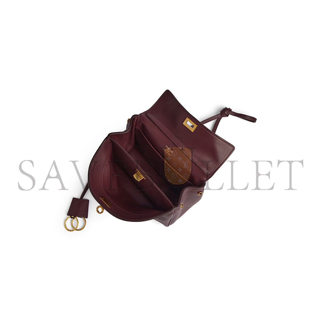 BALENCIAGA WOMEN'S RODEO MINI HANDBAG IN DARK BURGUNDY 7954562AA4V6034 (22.8*9.9*8.3cm)